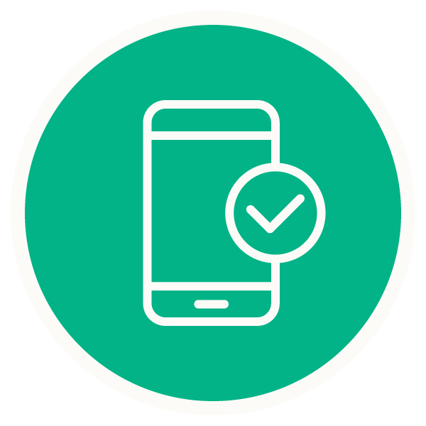 A green circular icon depicting easy booking on a phone.