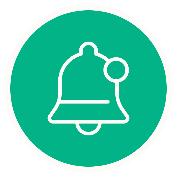 A green circular icon depicting notifications.