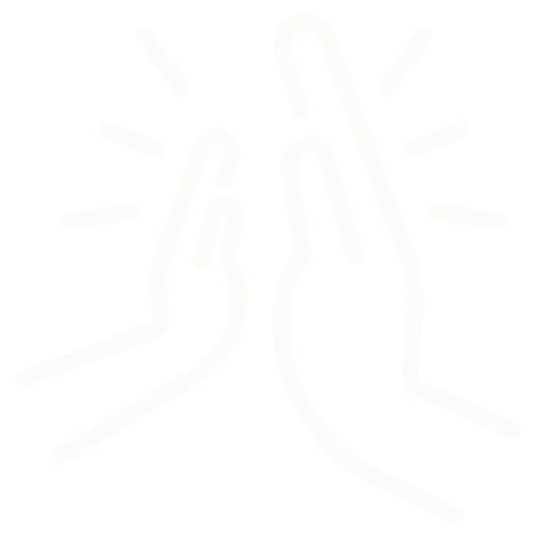 White icon of a babysitter giving a high five to a child.